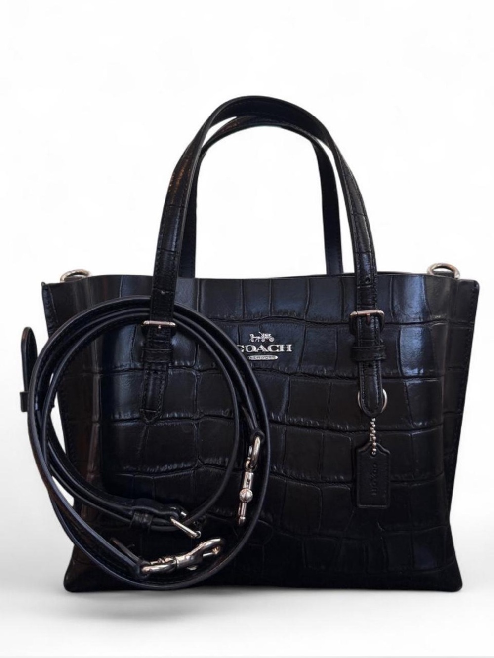 COACH Black Croc Mollie Tote Bag 25 | Style CW017
